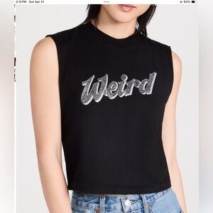 NWT Re/Done WEIRD baby studded muscle crop tee size medium